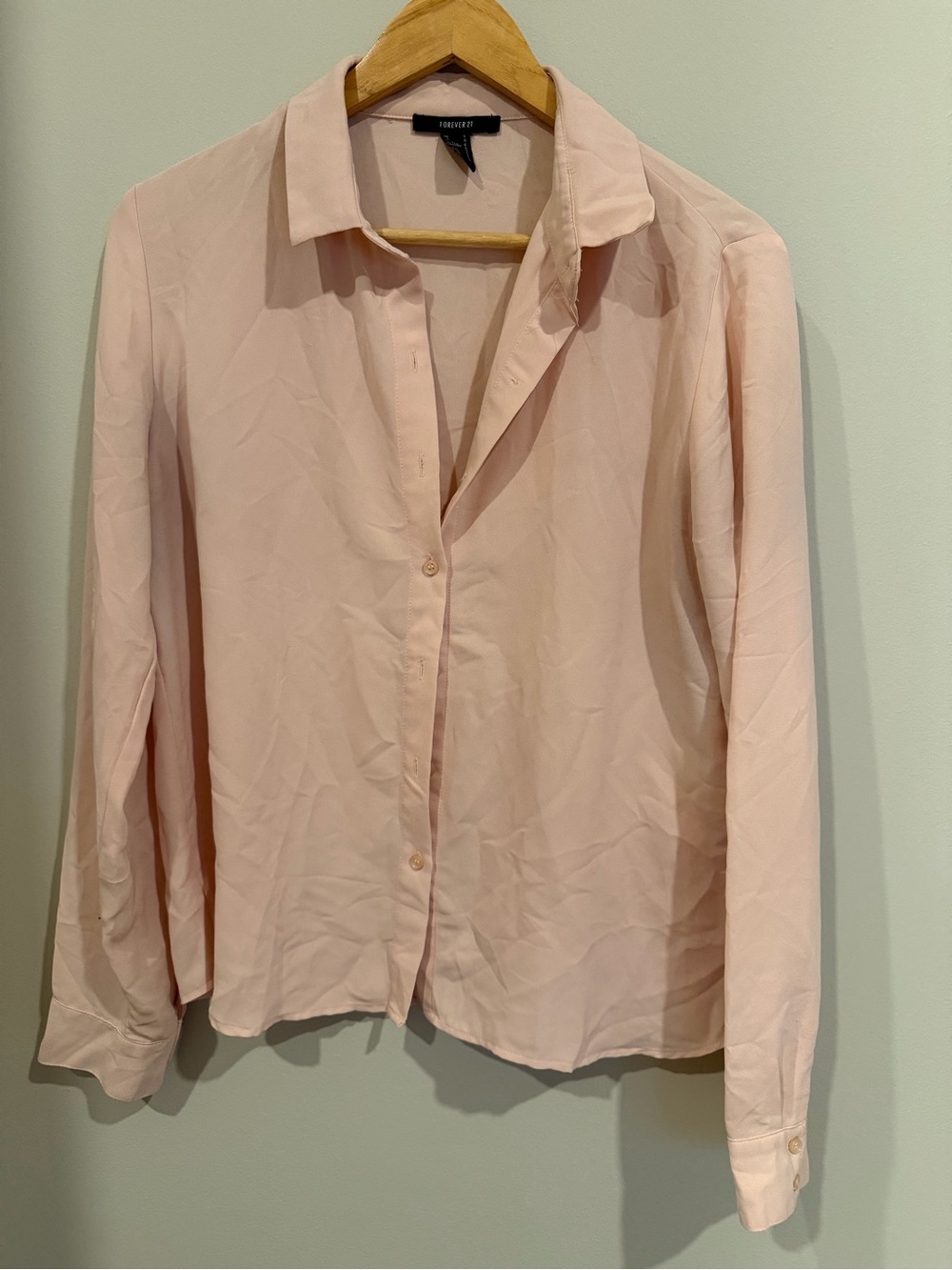 Forever 21 Light Pink Blush Classic Button-Down Blouse